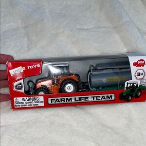 Farm Life Team metal diecast tractor w/plastic trailer by Dickie Toys-new